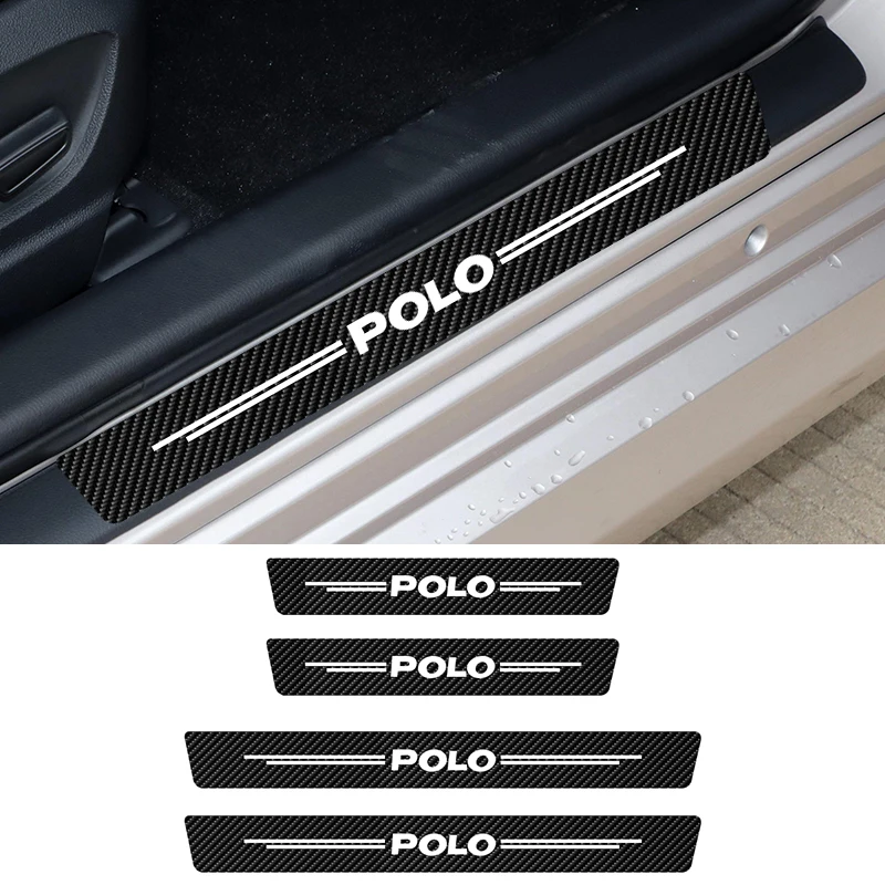 

Car Door Sill Protector Anti Scratch Sticker For Polo 6R 6N 9N 9N3 Scuff Plate Waterproof Decals Carbon Fiber Car Accessories