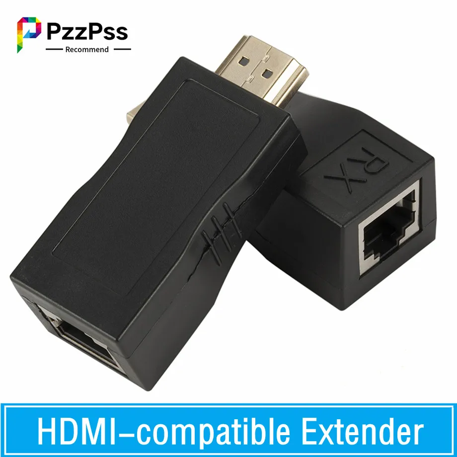 

HDMI-compatible Extender Rj45 4K 3D HDMI-compatible 1.4 30M Extender to RJ45 Over Cat 5e/6 Network LAN Ethernet Adapter For HDTV