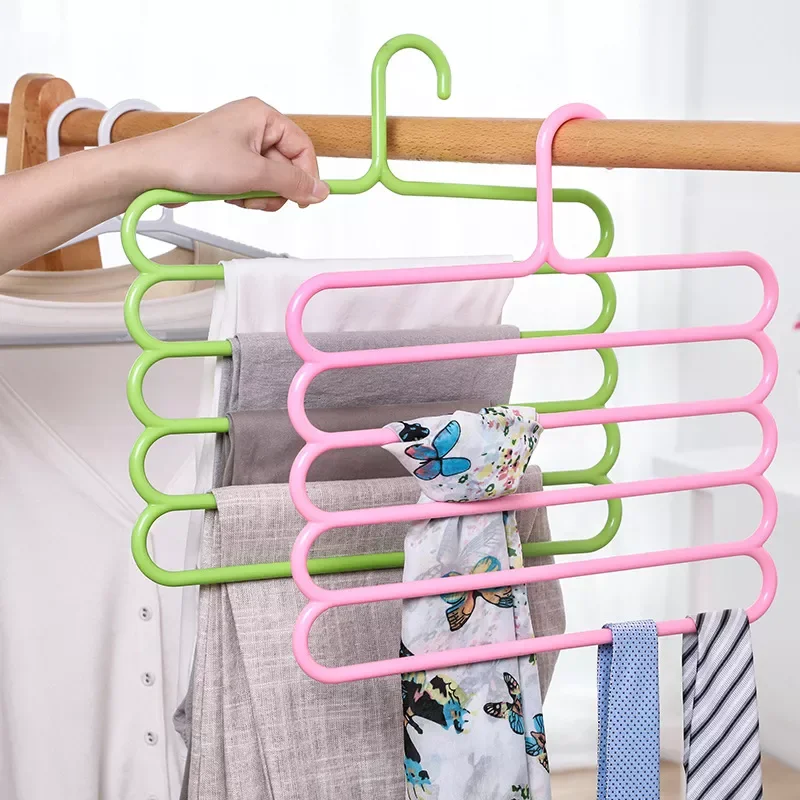 

5 Layers Clothes Hanger Closet Pants Hangers Trousers Hanger Pant Storage Rack Space Saving Wardrobe Closet Organizer Rack