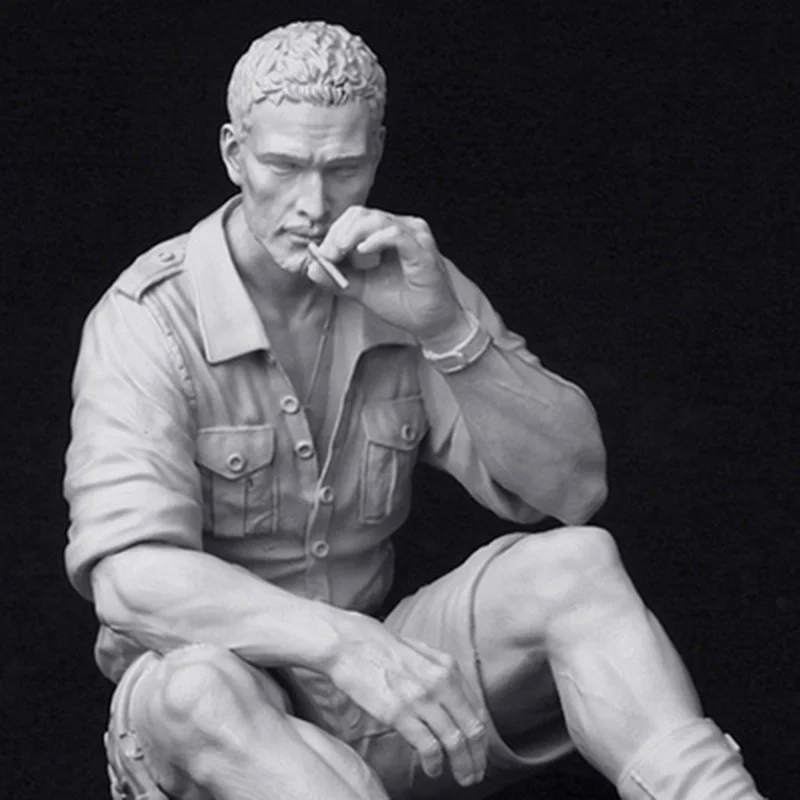 

NX1/20 World War Soldier Smoking Pilot Resin Action Figure Kit Tumei Colorless Self-Assembling Resin Doll Soldier Action Figure