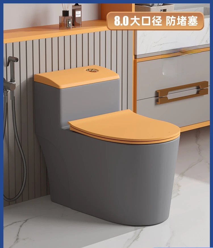 

Сифон для домашнего туалета большого диаметра, Роскошный Оранжевый дезодорант серого цвета, керамическая насосная Туалетная чаша для ванной