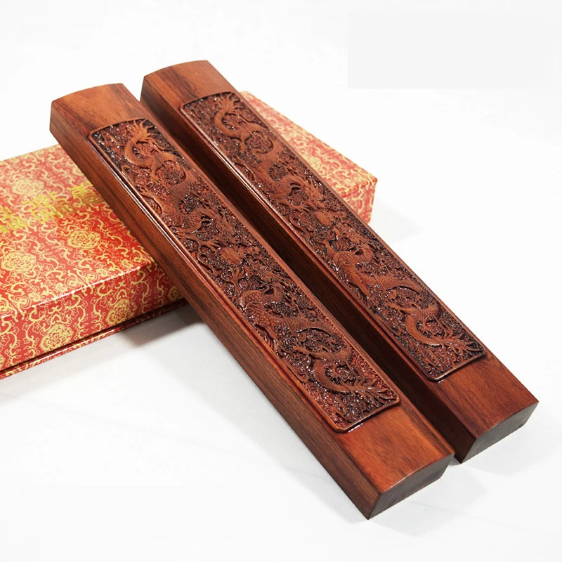 Wooden Paperweight Chinese Calligraphy Special Paperweights Classical Carving Crafts Red Rosewood Paper Weight Stationery Supply