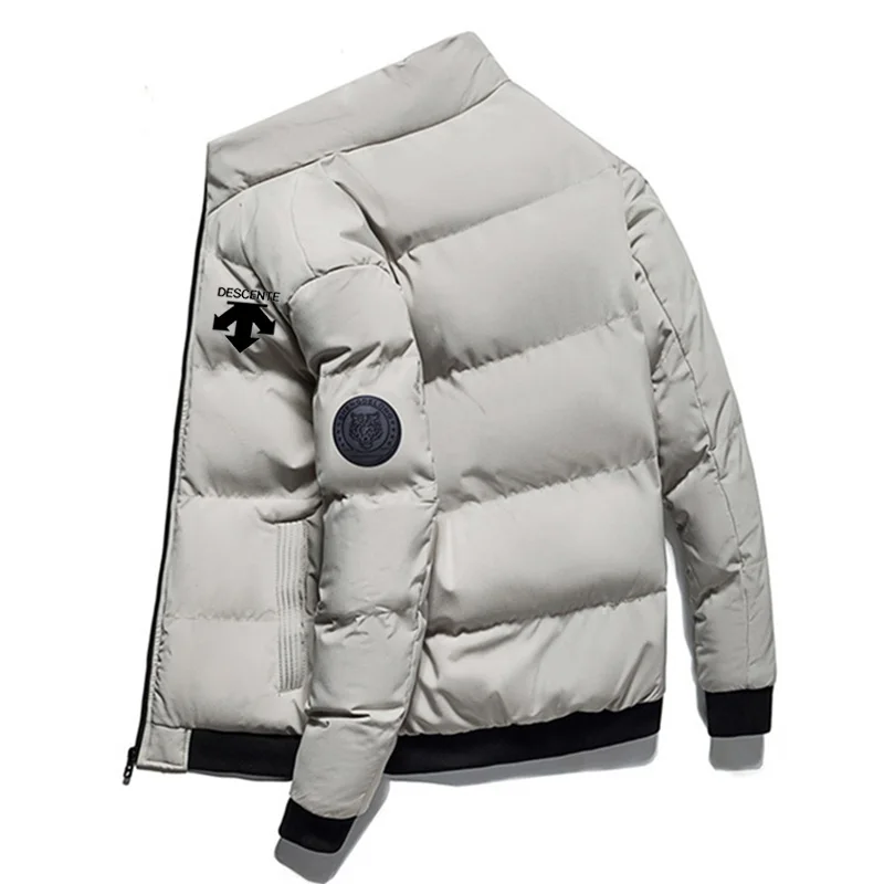 

DESCENTE-Men's Warm Down Jacket, Quilted, Cashmere Filled High Neck Zipper Jacket, Korean Fashion, Golf, Outdoor, Fall/Winter