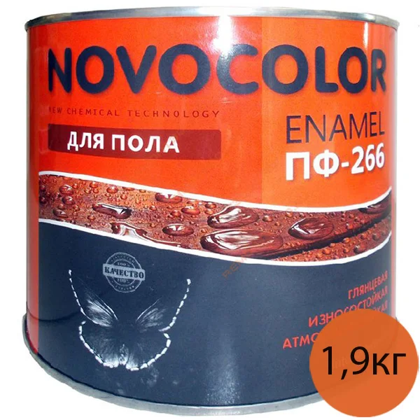 НОВОКОЛОР эмаль ПФ-266 для деревянных полов желто-коричневая (1 9кг) - купить по