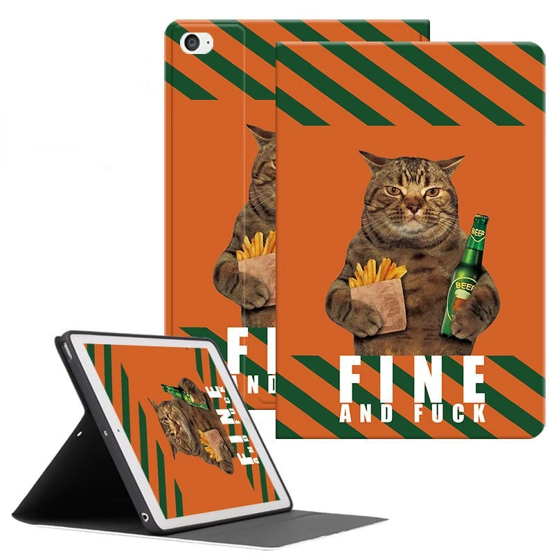 

Funny Cat Tablet Case for IPad 9.7/10.2/10.5/11 inch Pro 2018/19/20 Mini 1/2/3/4 air 5/6 Cartoon Magnetic Smart Cover Funda