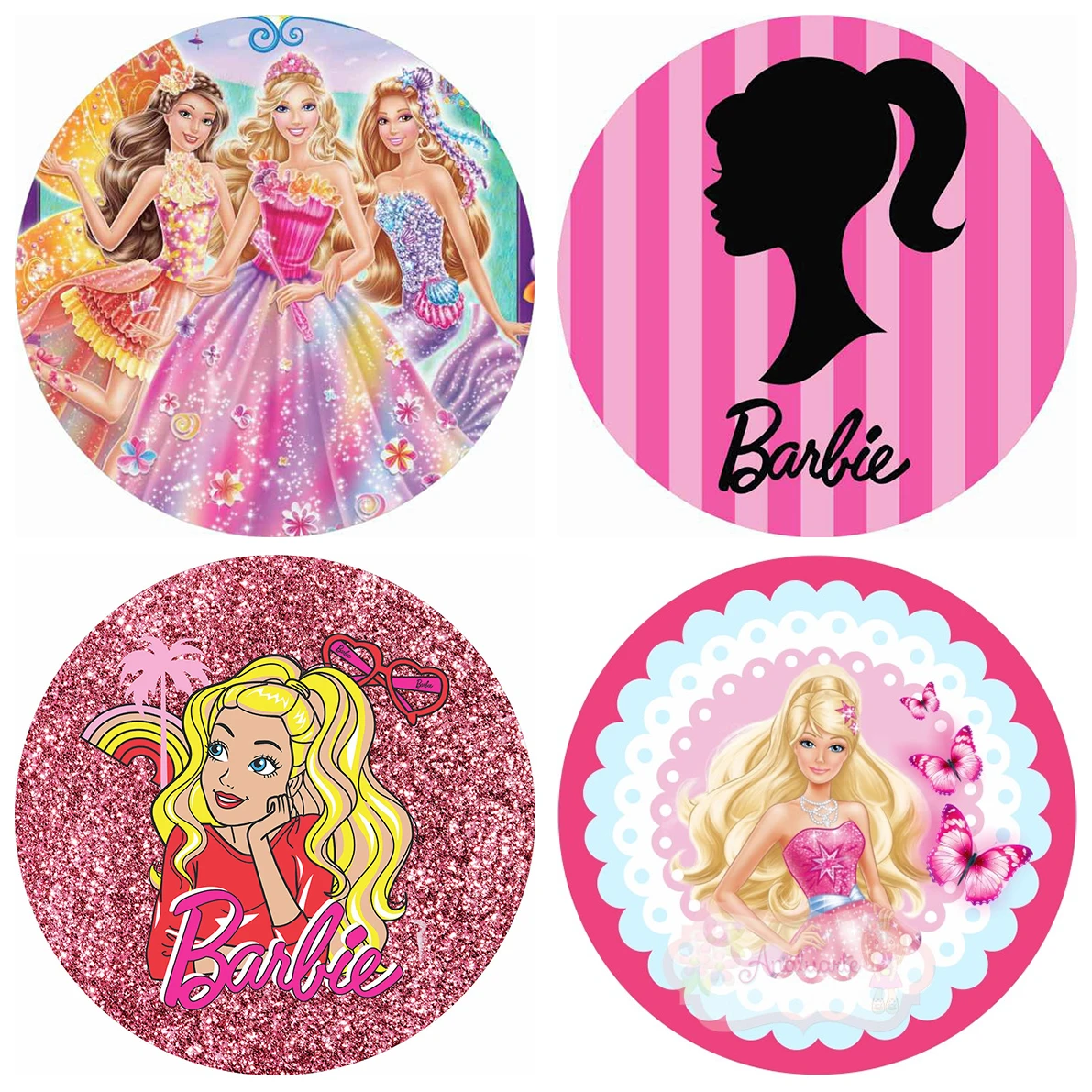 

Barbie Circle Backdrops for Girl Birthday Round Backdrop Elastic Polyester Circle Background Cylinder Cover Table Banner Party