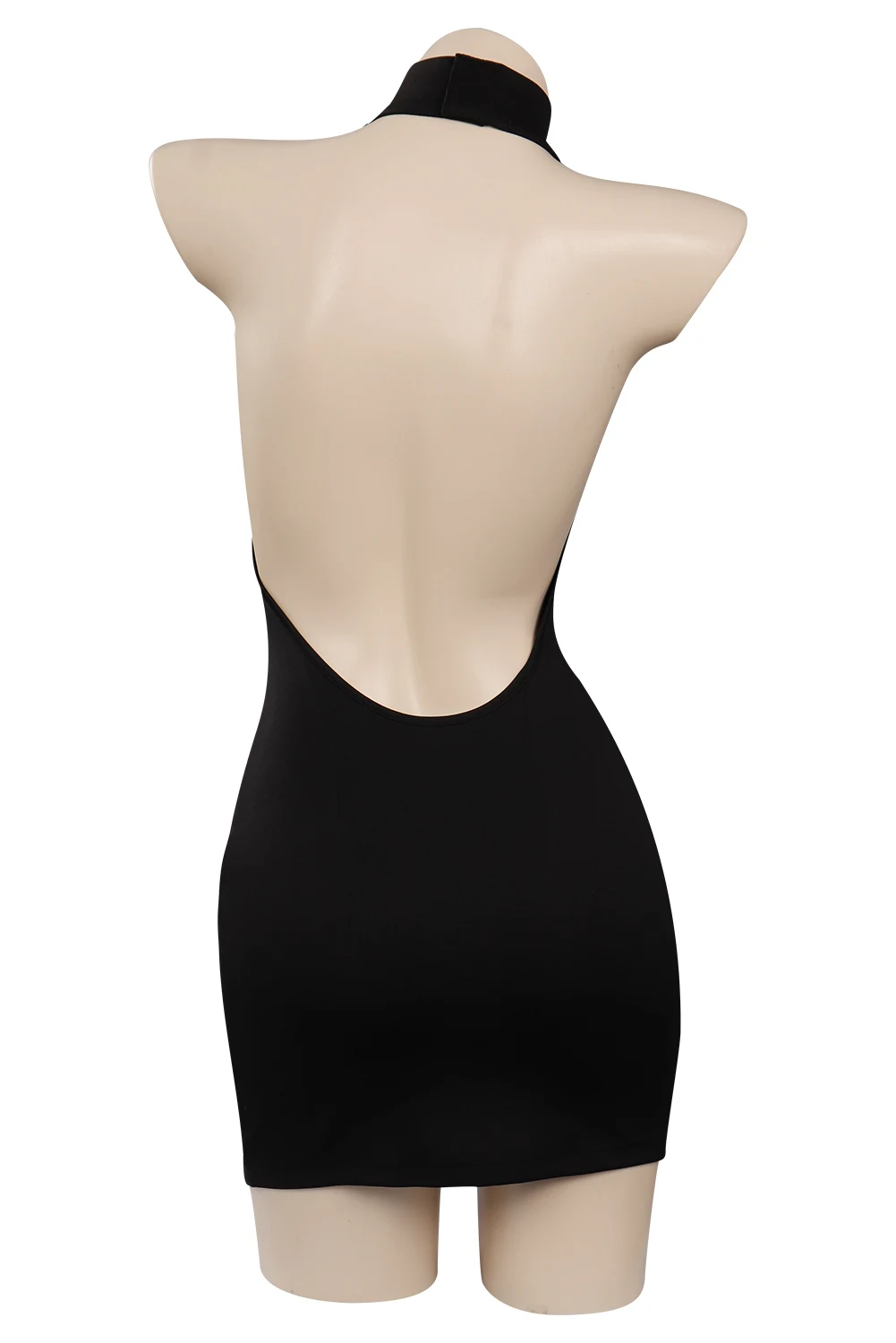 Женское облегающее мини-платье с лямкой на шее и открытой спиной