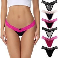 6 pack womens thin lace hollowed out t back low waist ice silk sexy cheeky thong see through panties sexy thong panties