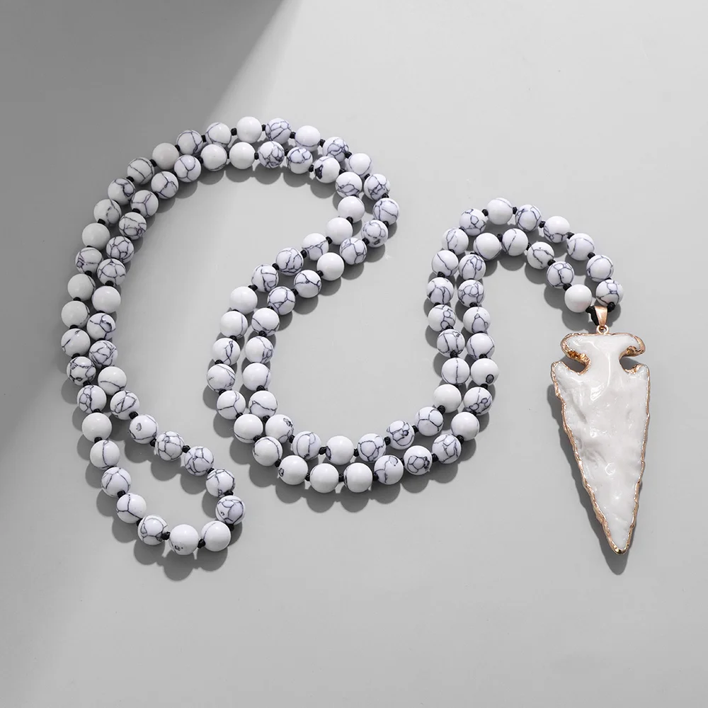 Винтажное ожерелье с подвеской из бусин Мала 108 натуральный камень ручной работы