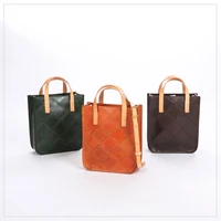 simple and generous solid color rectangular rhombus pattern design womens one shoulder messenger bag