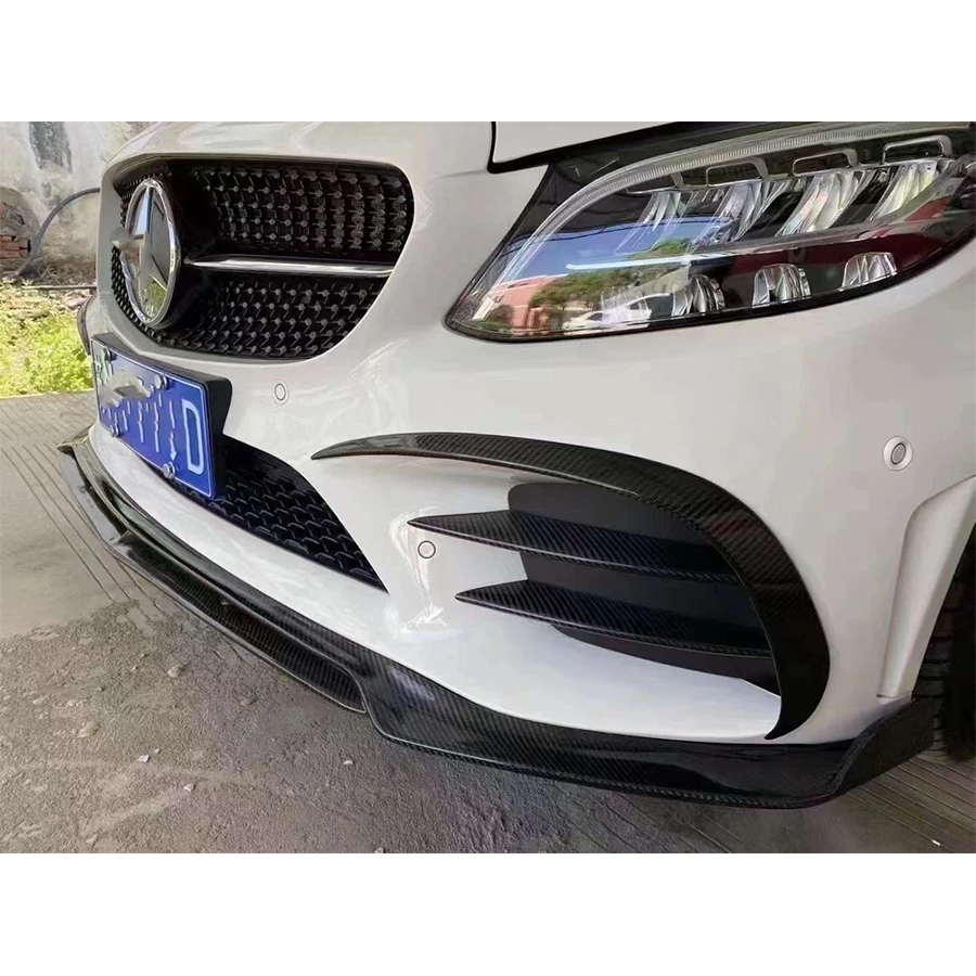 Передняя губа из углеродного волокна для Mercedes Benz C Class W205 C200 C260 передний бампер