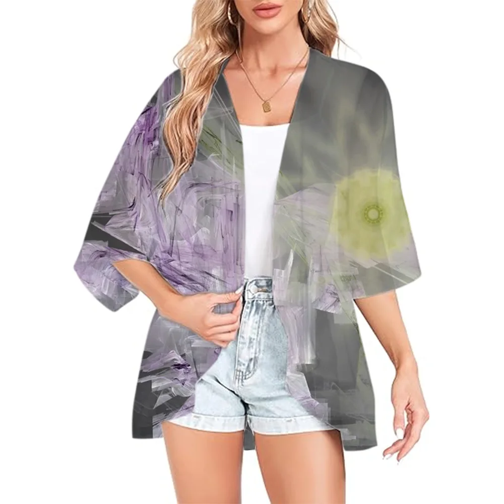 Новинка 2024 женское летнее длинное струящееся кимоно кардиган с иллюзией ветра