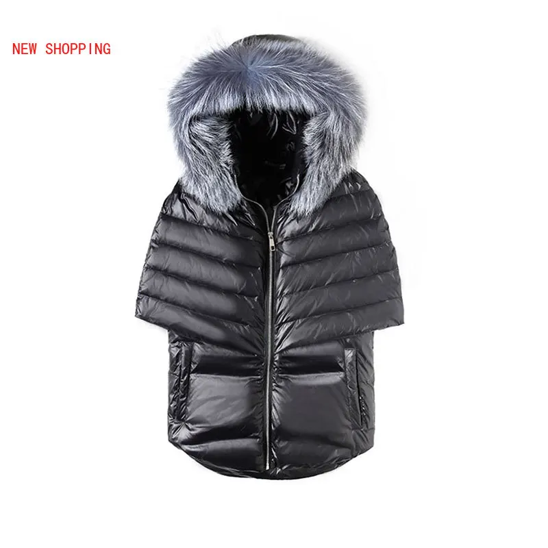Real Fox Fur Collar Down Hooded Sleeveless Vest Women Autumn Winter White Duck Down Jacket Woman Fashion Warm Coat Parkas Coats