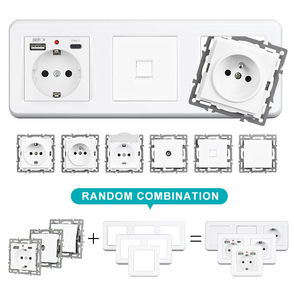 Розетка VISWE Rj45 CAT6 с двойным интерфейсом пластиковая панель 82 мм * Разъем LAN