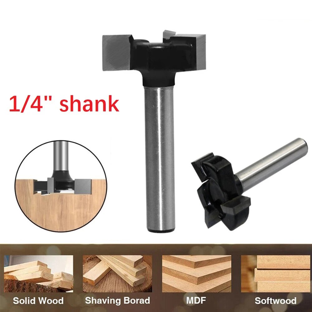 

1pc Router Bit CNC Spoilboard Surfacing Router Bit 1/4 Shank Carbide Milling Cutter Three-edged T-knife Slotting Power Tools
