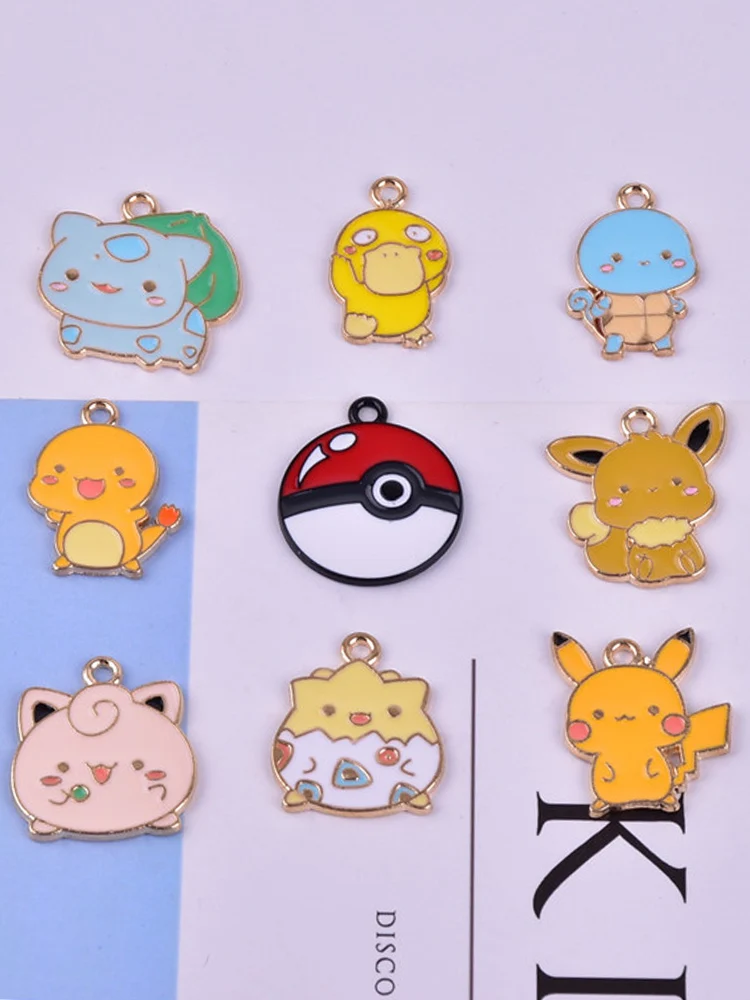 

New 10pcs Alloy Dripping Oil Classic Cartoon Animation Pendant Necklace Keychain Pendant Earrings DIY Handmade Keychain Necklace