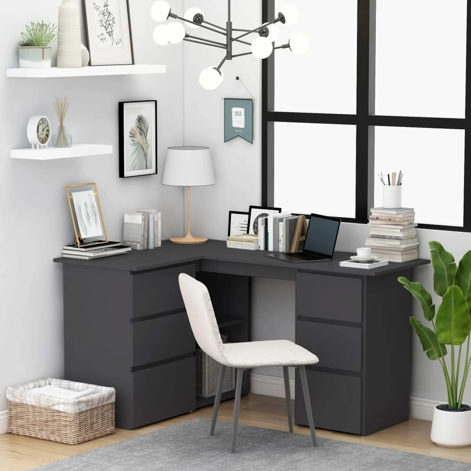 

Corner Desk Gray 57.1"x39.4"x29.9" Chipboard