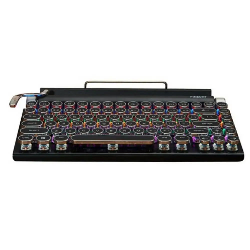 

2023 беспроводные игровые клавиатуры, металлическая точка, ретро-машинка для письма, механическая клавиатура в стиле панк, колпачок для клавиш, подсветка 7 цветов, Usb соединение