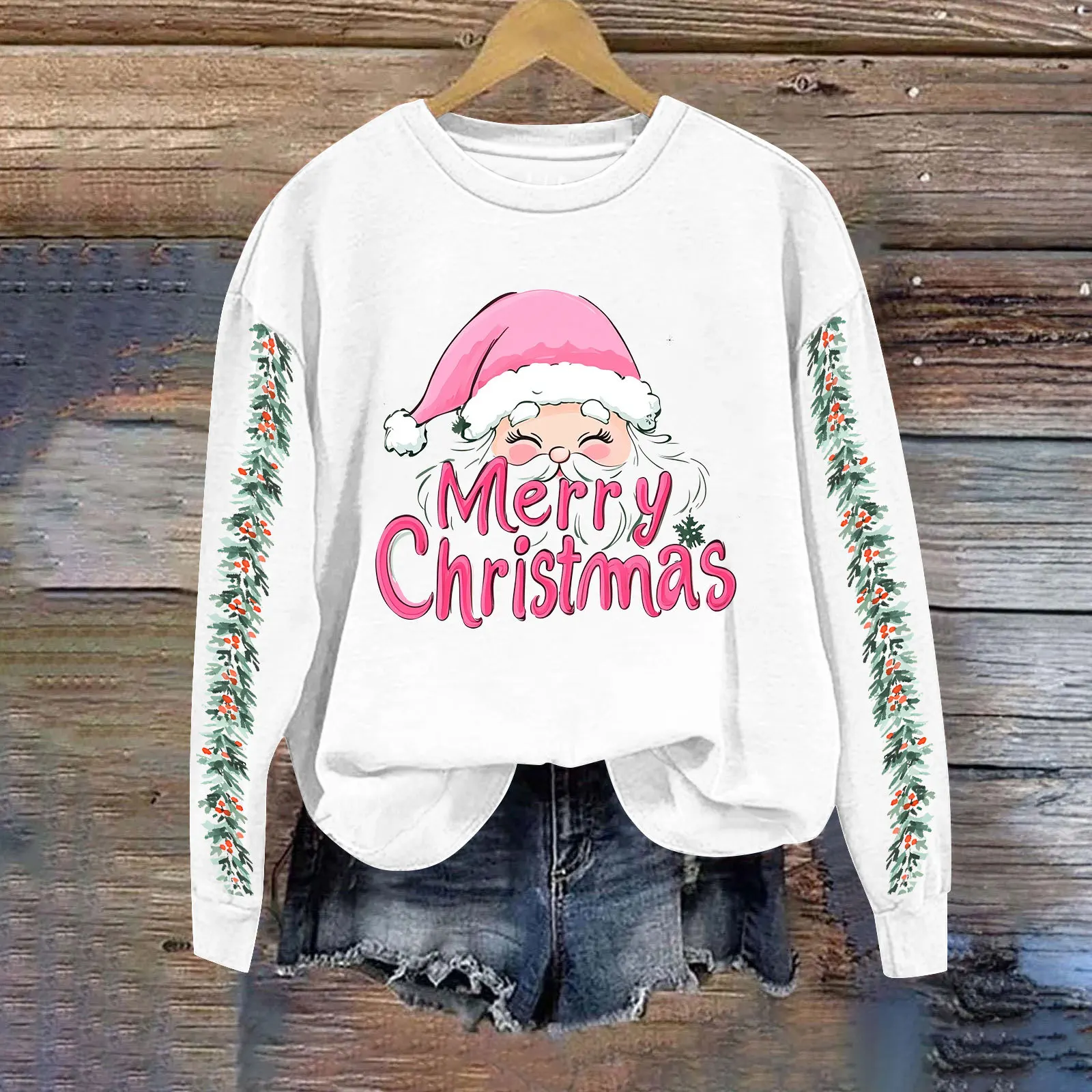 Эстетические топы с круглым вырезом и принтом Merry Christmas свитер corteiz 2000-х годов