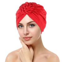 solid cotton turban women muslim hat braids bandana chemo cap twist knot caps beanies headwrap ladies hair accessories india hat