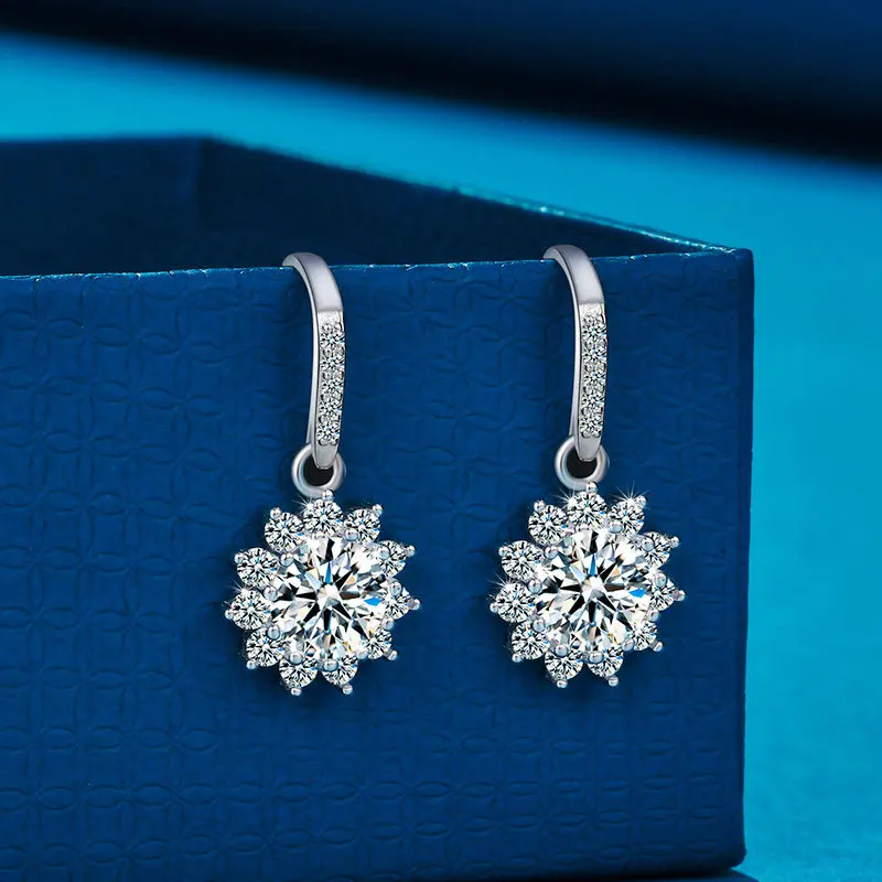 Sunflower Moissanite Women Accessories Earings Original and Funny Earrings Stainless Steel Earring Fashion Jewelry