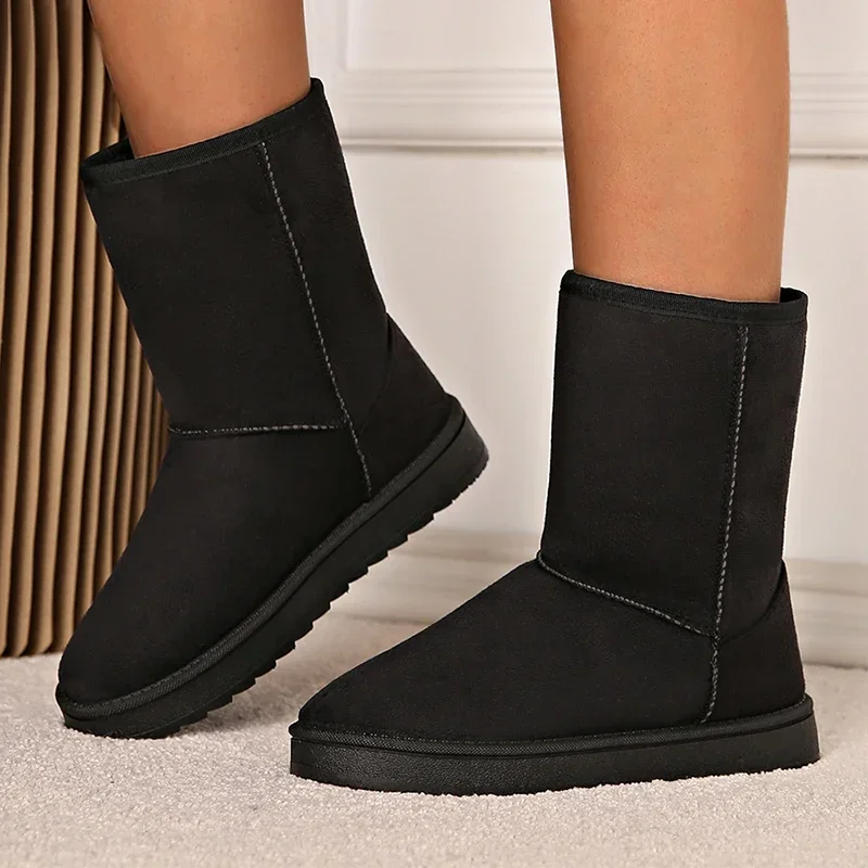 Женские зимние ботинки до середины икры водонепроницаемые теплые на платформе