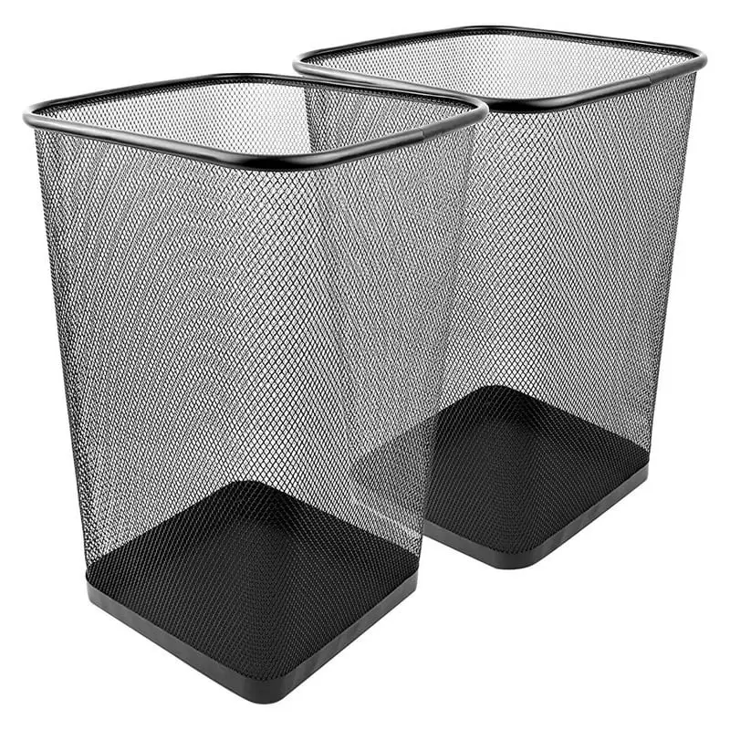 

gal Mesh Metal Wastebasket, 2 Pack, Black Crates Wicker picnic basket with liner wooden Hangmandjes keuken Woven trash can Fruit