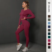 yoga set womens sportswear seamless gym clothing fitness leggingscropped shirts sport suit long sleeve tracksuit active wear