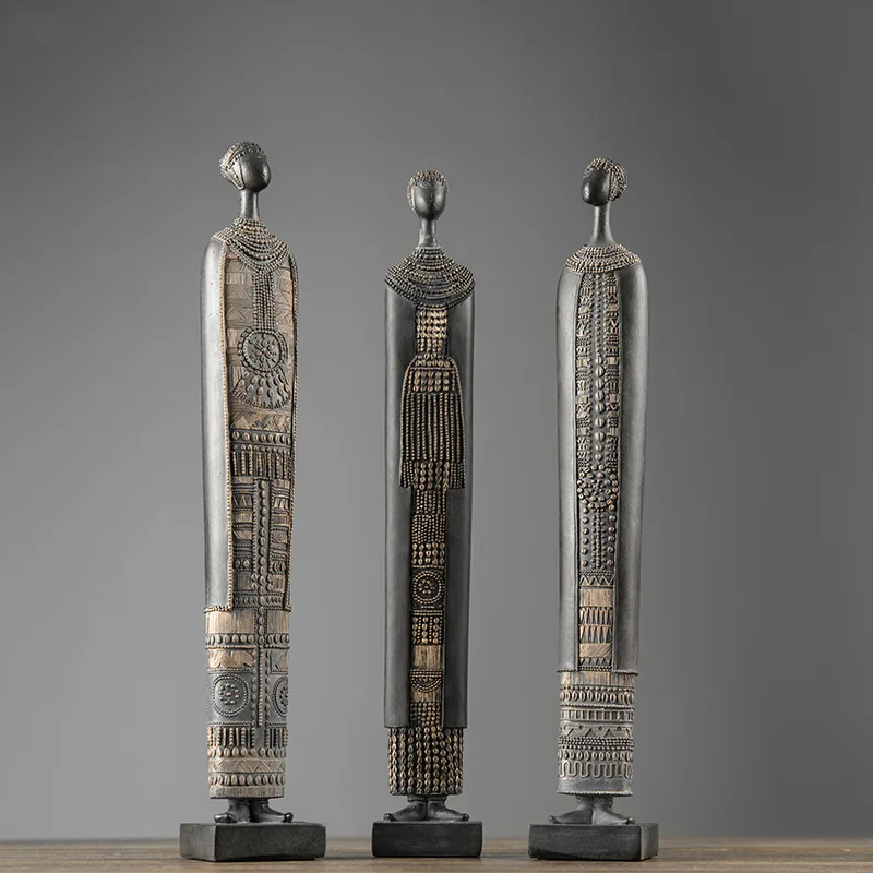 

Винтажные фигурки людей в африканском стиле, настольные статуи из смолы, домашний декор, декор древнего персонажа, фигурки для гостиной