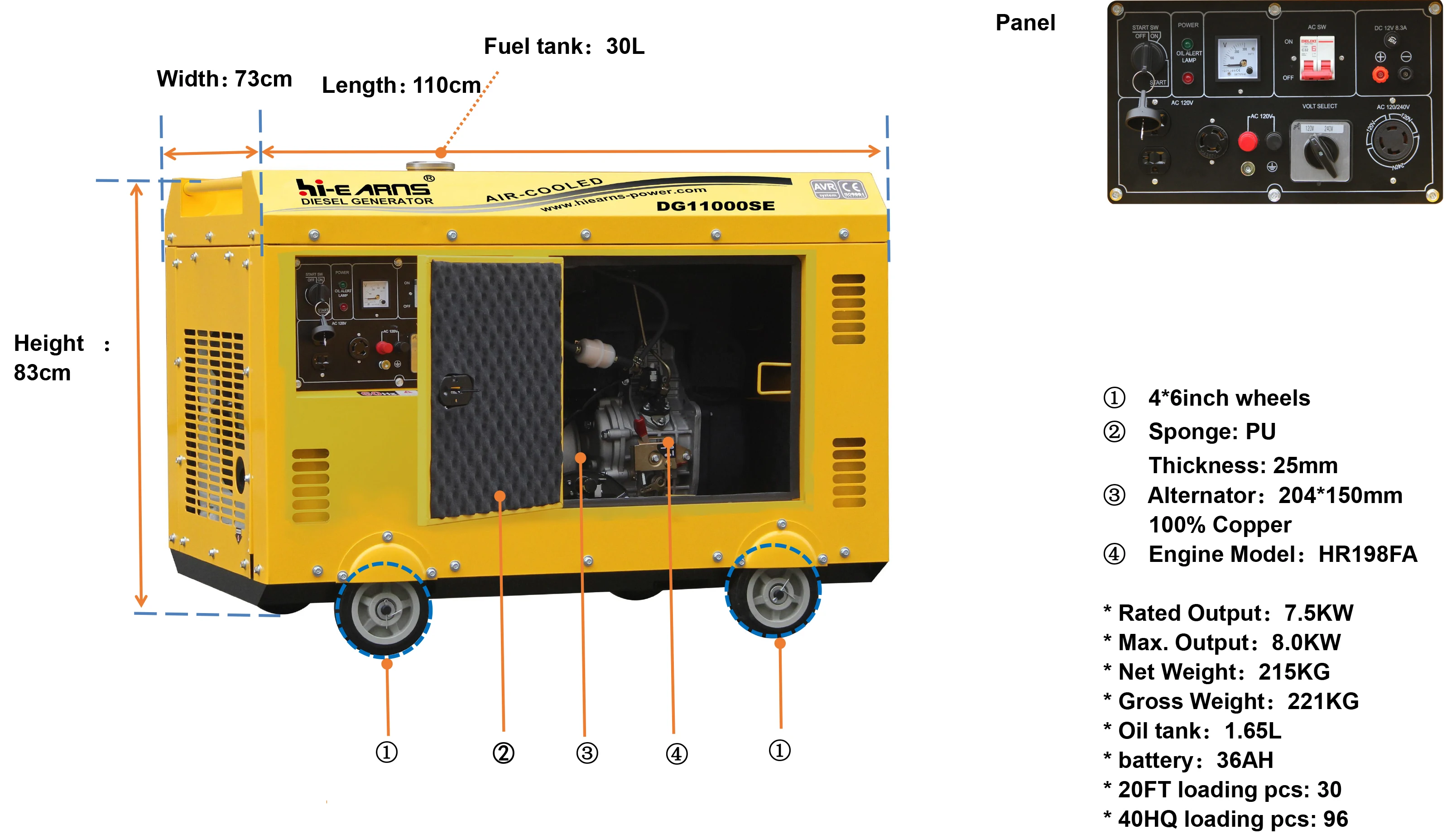 муниципаarns 8 кВт 10 кВА стабильная мощность бесшумный die-sel генератор 198 двигатель