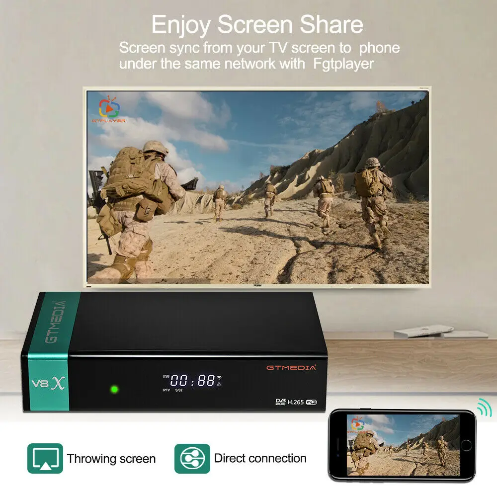 Спутниковый ресивер GTMedia V8X Bult-in WiFi со слотом для карт CA Обновление H.265 DVB-S2/S2X с