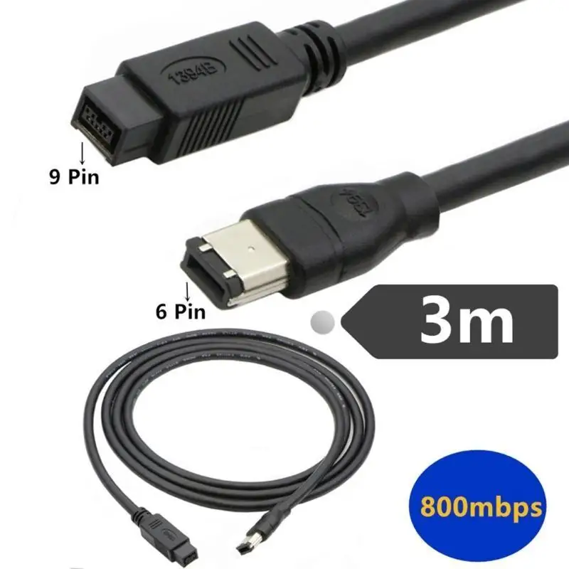 Фото 652F Firewire IEEE 1394 Кабель-переходник с 6-контактного на 9-контактный штекерный кабель для подключения принтера №5