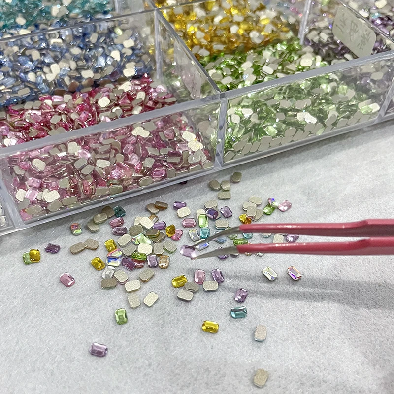 Cute Mini Flat Back 2.5x4MM Re-octagona Nail Art Rhinestone Glass Crystal Apply To DIY Manicure Diamonds Accessories 30/100PCS
