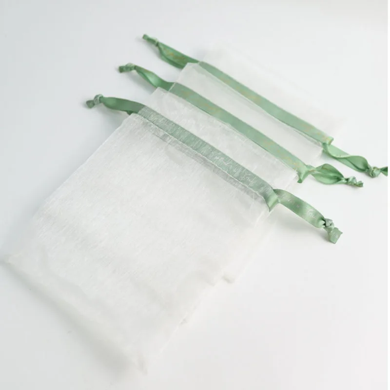 

Custom Logo Ribbon Organza Gift Bags 9x12cm 10x15cm 13x17cm 15x20cm Makeup Jewelry Packaging pouches