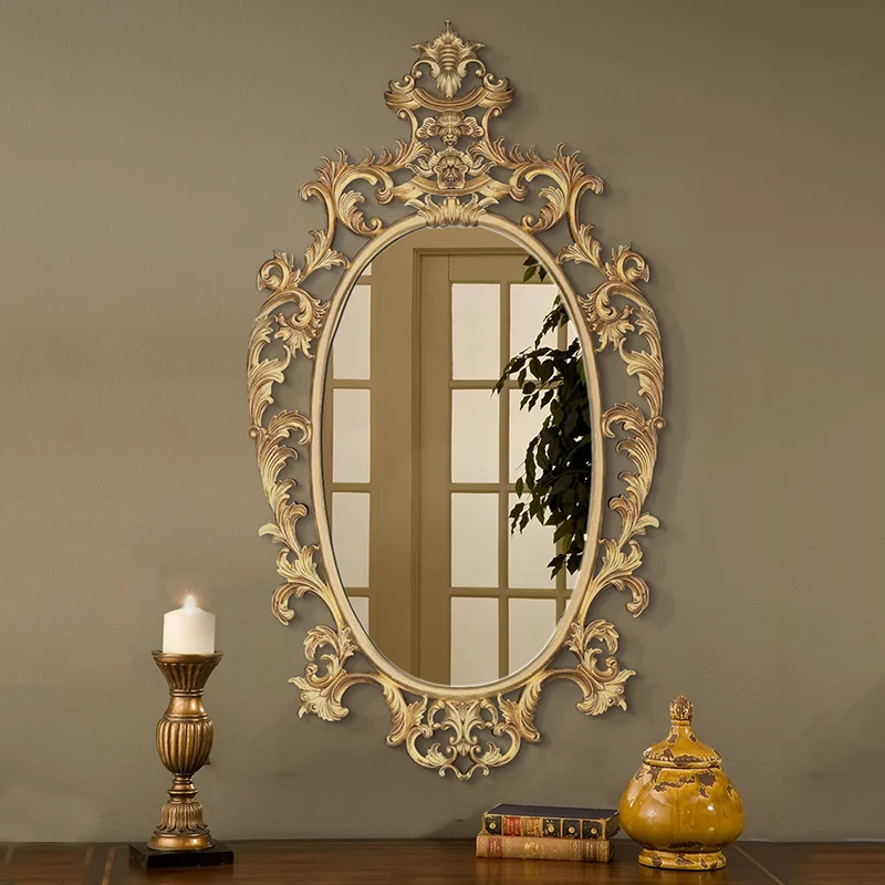 

Big Makeup Vintage Mirror Art Gold Metal Led Aesthetic Decorative Mirror big Bedroom Irregular Antique Espejos Decoration Home