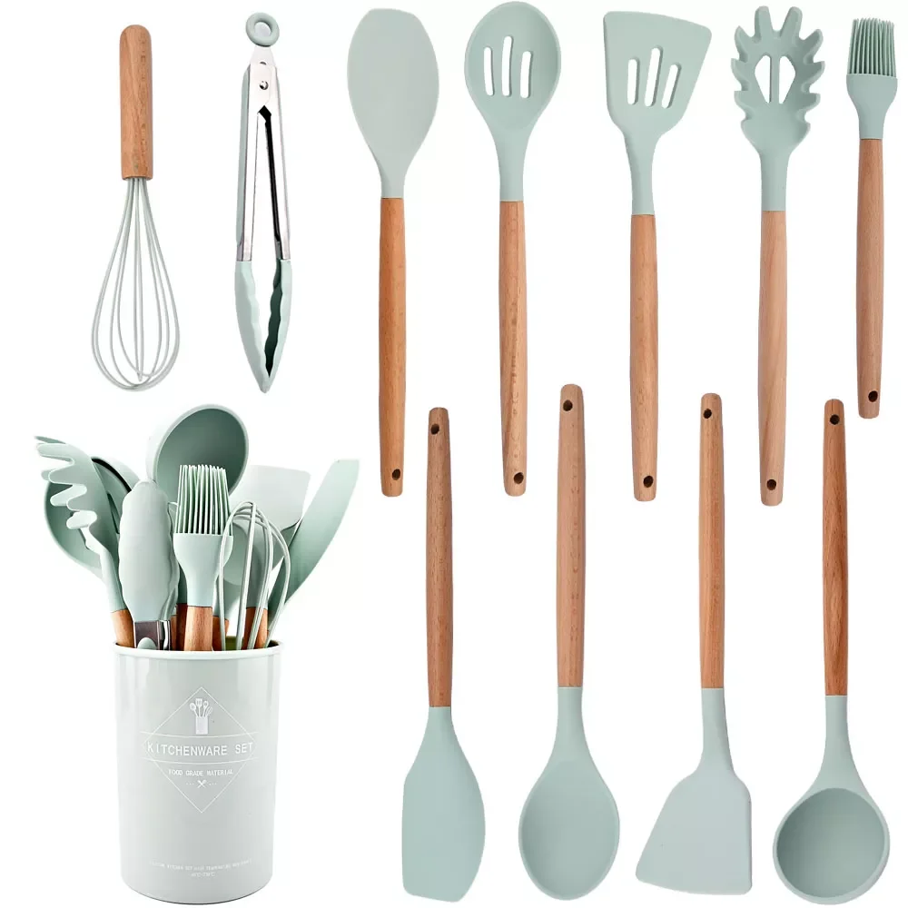 

Heat Resistant Silicone Kitchenware Cooking Utensils Set Kitchen Non-Stick Cooking Utensils Baking Tools With Storage Box Tools