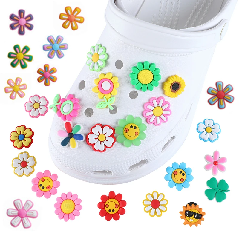 

Colorful Sun Flower PVC Crocs Charms Shoes Accessories DIY Hole Slipper Decorations Garden Shoes Croc Jibz For Women Girls Gifts