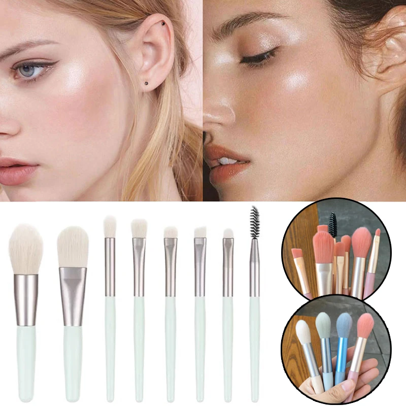 

New 8 Pcs Mini Travel Portable Soft Makeup Brushes Set Eye Shadow Powder Eyelash Concealer Blush Make Up Brush Cosmetic Brush