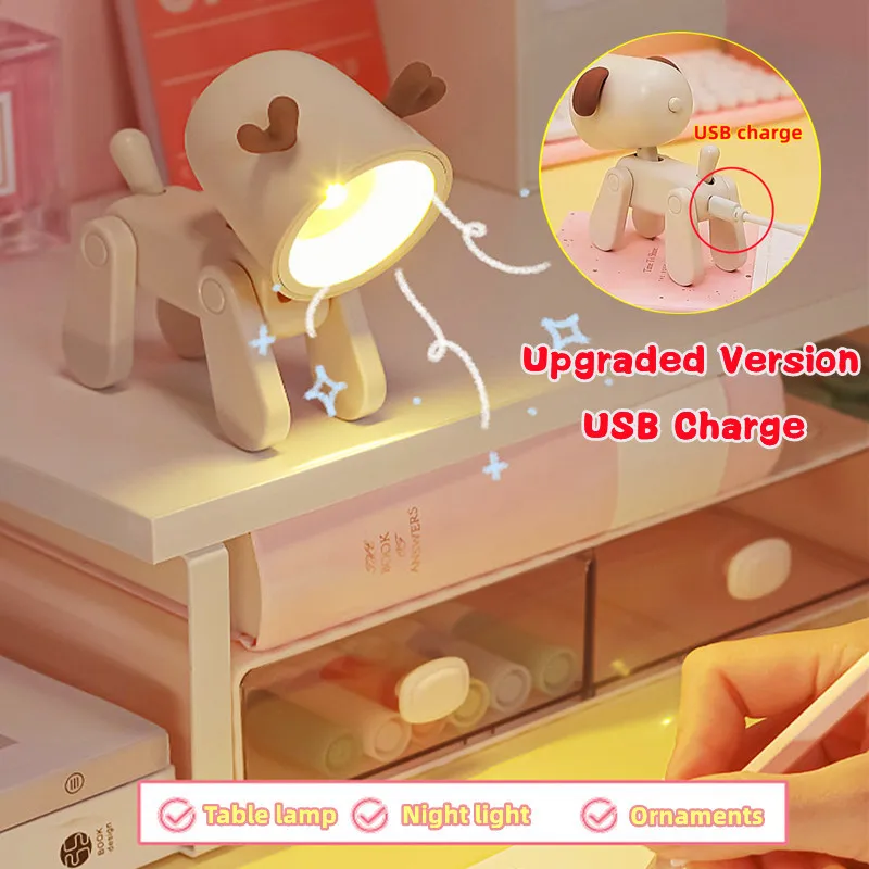Милая Мини-ночник, USB перезаряжаемая настольная лампа, Мультяшные настольные украшения, спальня, общежитие, детские праздничные подарки для девочек