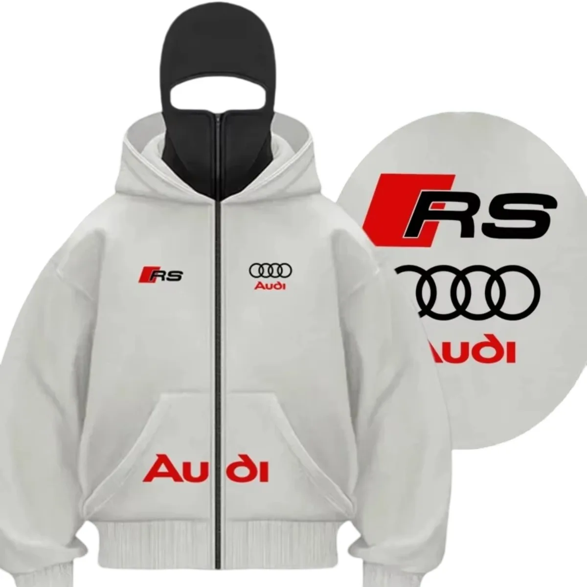 Теплая ветрозащитная мотоциклетная куртка от бренда Audi с двуслойной толстовкой-кардиганом с капюшоном в стиле P. (art.: 3920ce188a4ff) - 3920ce188a4ff