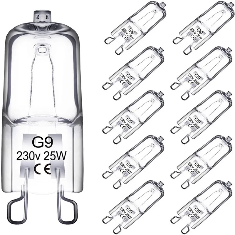 10PCS G9 220V 20W 25W 40W 60W Eco Halogen Light Bulbs Capsule LED Lamp Bulbs Inserted Beads Crystal Lamp Halogen Bulb 2#