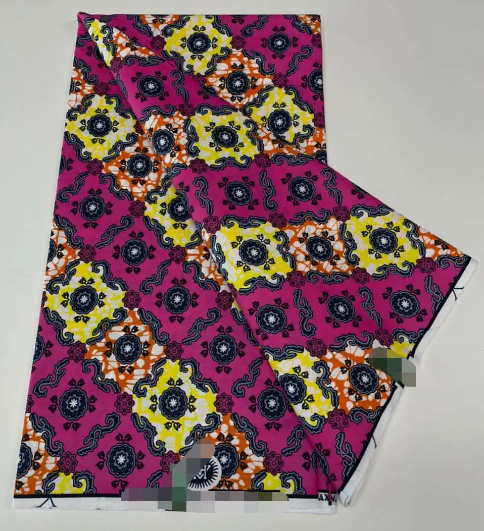 2022 африканская восковая ткань Анкара блеск батик персиковая материал золотой 100