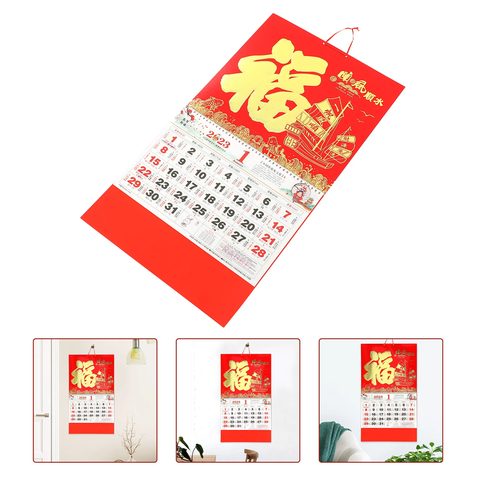 

Календарь, китайский настенный год, лунный подвесной кролик, новый ежедневный ежемесячный планировщик, традиционный декоративный календар...