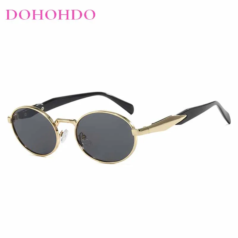 DOHOHDO маленькие овальные металлические солнцезащитные очки женские 2024 элитный