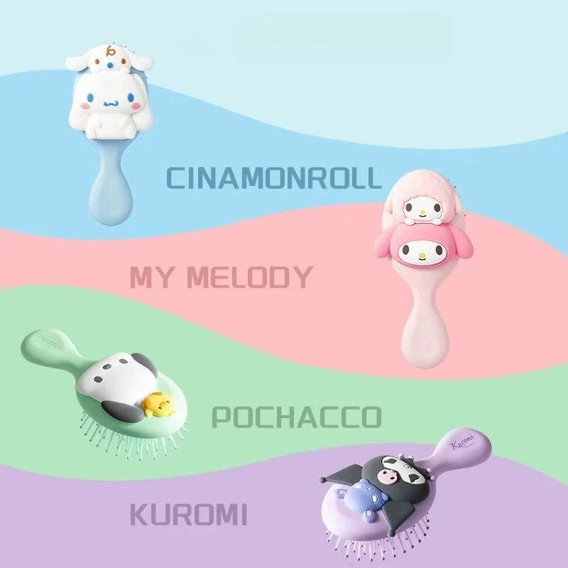Фото Новая массажная расческа-подушка с аниме-персонажами Cinnamoroll, My Melody, Kuromi, в форме сердца, портативная, для разглаживания волос, подарок на день рождения №5