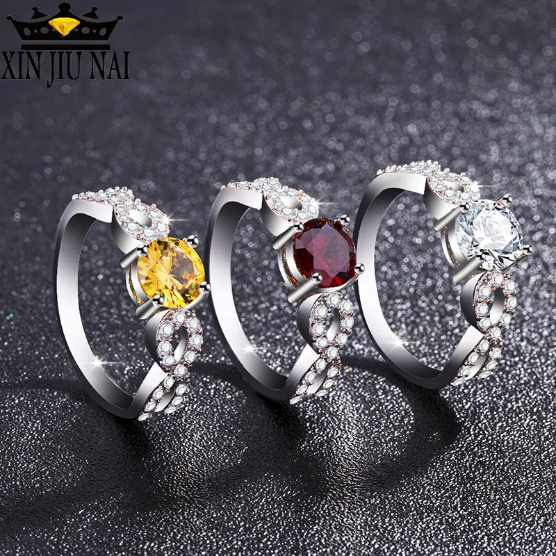 

3coloer Fashion AAA Rhinestone Jewelry Wedding Engagement Rings For Women Anillos Silver 925 Jewelry Vintage Bague For Lady6-10