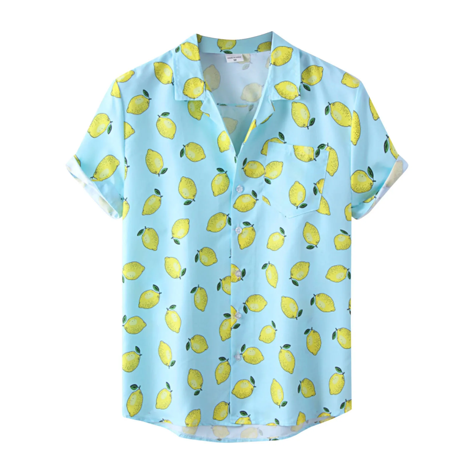 

Pineapple Print Beach Man's Style Hawaii Shirt Tops Short Sleeve Turn-Down Spandex Linen Button Blouse Male Vacation Cool Shirt