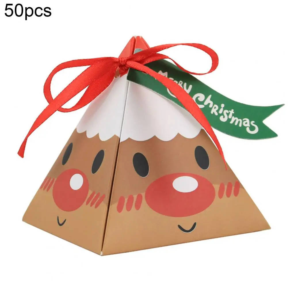 

50Pcs Letter Label Card Portable Packaging Box Merry Christmas Candy Box Gift Box Christmas Triangle Box Party Favors