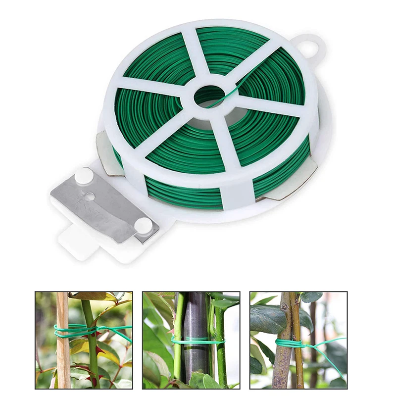 

20/50m Plastic Garden Plant Ties Green Strapping Twist Ties Reusable Plants Climbing Cane Fixed Lines Home Garden Supplies