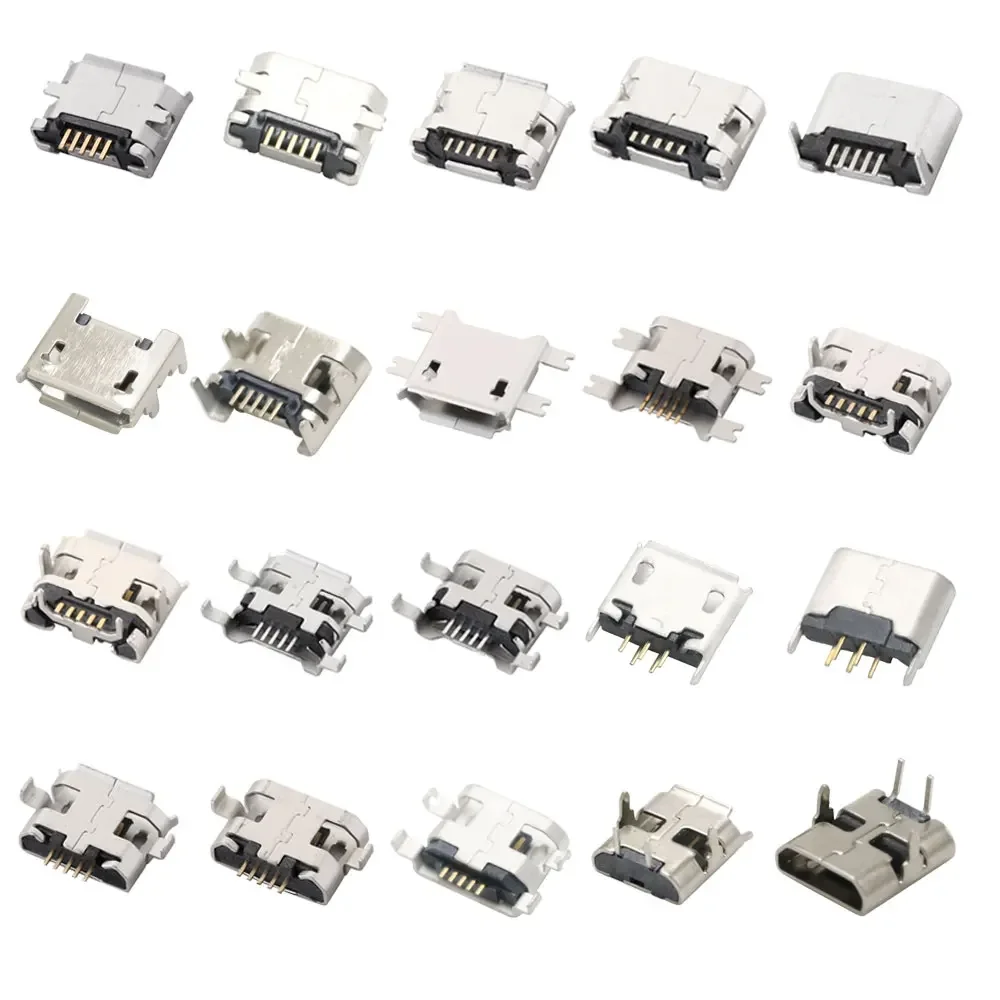 Фото Micro USB 2P 5P разъем для зарядного порта, зарядное устройство DIP SMD для телефонов, планшетов, колонок и т. Д., разъем питания №1